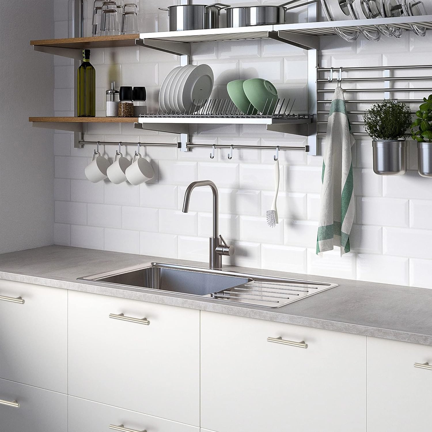 Ravinte 24 Pack 5 inch Kitchen Cabinet Handles Cabinet Pulls Brushed Nickel Stainless Steel Kitchen Drawer Pulls Cupboard Handles 3 Hole Center